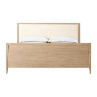 Pied de lit en tissu chêne Gaël, style nordique, tête de lit rembourrée, lit double moderne et minimaliste, confortable, garantie 3 ans
