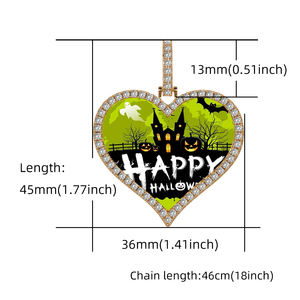 Nuova foto personalizzata foto medaglioni di memoria sublimazione cuore ciondolo collane Hip Hop Bling gioielli cubici zircone cuore <span class=keywords><strong>collana</strong></span> - Product Image 2