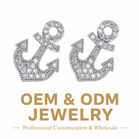 Magnifiques Boucles d'Oreilles Clous Ancre Argentées Éblouissantes, Style Marin Nautique, Serties de Zircons Cubiques Scintillants, Bijoux Polis pour Femme, Idéal Cadeau