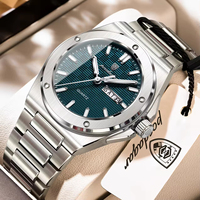 Montre à quartz pour homme Poedagar 696, cadran bleu quadrillé, fonction double jour/date, montre-bracelet décontractée pour affaires