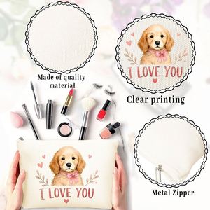 Sac à cosmétiques Golden Retriever Puppy Love polyvalent pour femmes, idéal pour maman, filles, amies, cadeaux parfaits pour les voyages et les anniversaires - Product Image 3