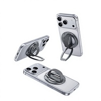 Support magnétique pour téléphone en alliage d'aluminium, pliable, antidérapant, avec anneau réglable pour utilisation au lit
