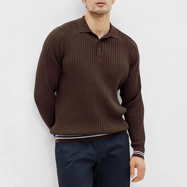 Men polo sweaters pullover knitwear cotton Zipper fashion style knit sweater Custom logo and color