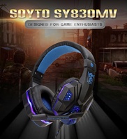 Écouteurs filaires antibruit + Microphone casque de jeu, son surround sur l'oreille, jeu, LED RGB Light, casque de jeu
