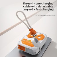 Batterie externe à charge rapide 22,5 W avec affichage LED magnétique sans fil, batterie au lithium polymère intégrée, prise secteur, support pour câbles, support pour téléphone