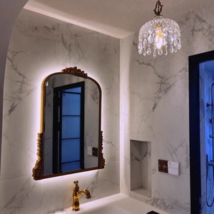 <span class=keywords><strong>Miroir</strong></span> intelligent LED arqué rétro français, <span class=keywords><strong>miroir</strong></span> de salle de bain rectangulaire sculpté de luxe, <span class=keywords><strong>miroir</strong></span> mural européen - Product Image 4