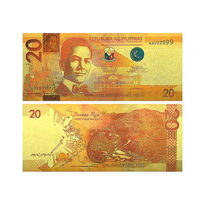 Billet de banque philippin en <span class=keywords><strong>or</strong></span> 24 carats 20 <span class=keywords><strong>50</strong></span> 100 200 500 – Art de collection, souvenir, cadeau pour collectionneurs – Matériau PET, impression dorée - Product Image 4