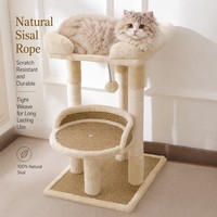 Arbre à chat en sisal à 2 niveaux pour intérieur, avec poteaux à gratter, perchoir en peluche, condo et centre d'activités interactif