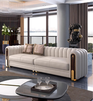Sofá de Cuero en Forma de U KENVY Premium, Mueble Moderno de Lujo con Iluminación LED Completa para Casa, Hotel y Villa