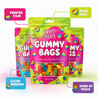 Nouveaux sacs personnalisés pour bonbons, sachets d'emballage refermables en aluminium de qualité alimentaire, pochettes Mylar autoportantes avec fenêtre