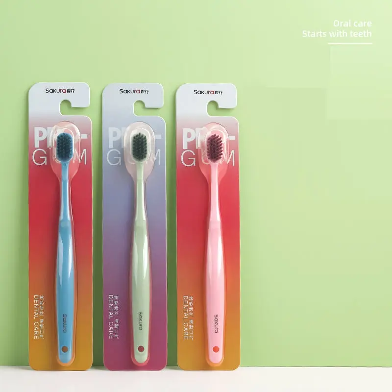 New Arrival Customized Solid Color Adult Soft Bristle Toothbrush with Smooth Handle