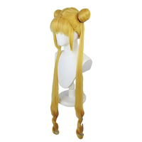 Sailor Moon Tsukino Usagi Cosplay peluca resistente al calor seda sintética pelo rubio con moños Luna princesa juego de rol fiesta de disfraces