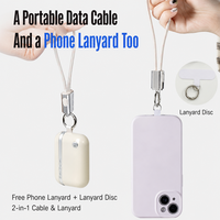 Batterie Li-Polymère 10000mAh Ultra Compacte 2-en-1 Chargeur Rapide Power Bank avec Câbles Intégrés Doubles et Écran LED