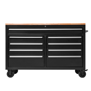<span class=keywords><strong>Armoire</strong></span> à outils de <span class=keywords><strong>garage</strong></span> multifonctionnelle industrielle de 42 pouces en acier noir avec revêtement en poudre, 4 roues, dessus en bois, 9 tiroirs de <span class=keywords><strong>rangement</strong></span> - Product Image 1