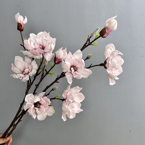Bouquet de fleurs de magnolia pour la <span class=keywords><strong>d</strong></span>écoration de bureau et de jardin, fleurs artificielles en plastique personnalisables, <span class=keywords><strong>d</strong></span>écoration de la maison, plantes artificielles - Product Image 1
