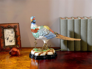 Decorazioni per la casa decorazione Desktop del ristorante dell'hotel piccolo ornamento regalo in ottone + ceramica colorato ornamento di pavone - Product Image 2