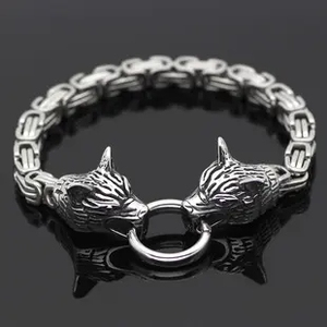 Viking <strong>Wolf</strong> Bracelet Men Stainless Steel Chain Bracelet Hip Hop Wholesale Mens Bracelet Cuban Chian Viking <strong>Jewelry</strong> - Product Image 3