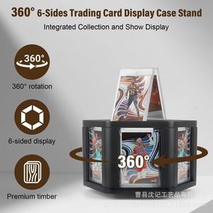 Card Organizer Box 360 Degree Rotating <b>Display</b> For Sports Cards Desktop Storage <b>Case</b> Black Color - Product Image 4
