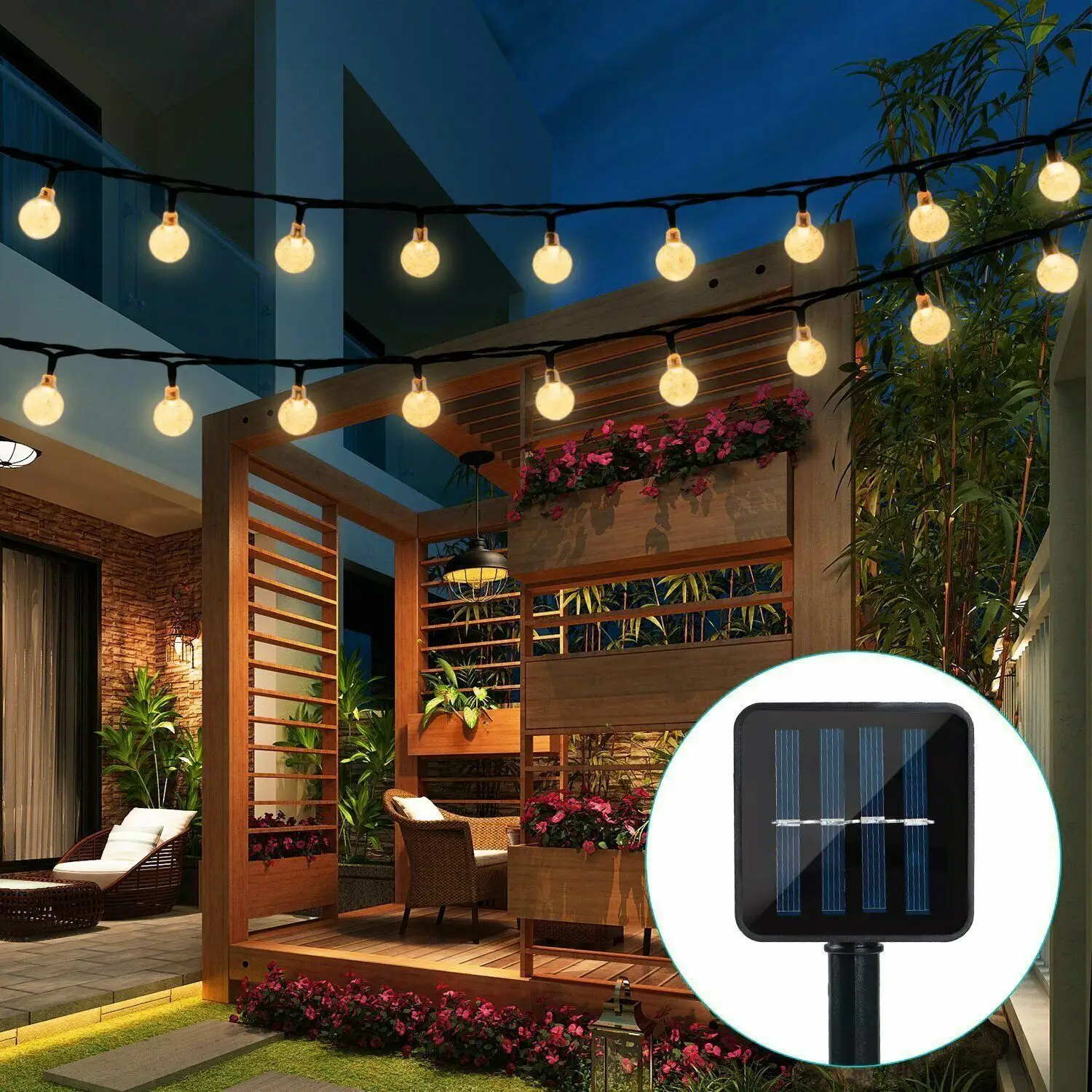 Solar Powered 20 30 50 LED String Light Garden Path Yard Decor Lamp Outdoor Waterproof