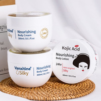 Lotion corporelle hydratante et éclaircissante à la glycérine, soyeuse et adoucissante, enrichie en acide kojique, sous marque distributeur