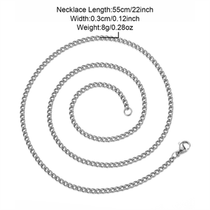 Großhandel 3mm Breite <span class=keywords><strong>22</strong></span> Zoll Lange Herren Edelstahl Panzerkette Individuelles Design Halskette für Männer und Frauen - Product Image 1