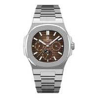Montre mécanique automatique pour homme, en acier inoxydable ovale, avec phases de lune, personnalisable avec logo OEM en petites séries, résistante à l'eau jusqu'à 30 m.