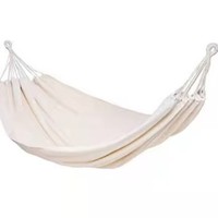 Hamac double en coton blanc pour 1 à 2 personnes, unisexe, pour le camping et les pique-niques en plein air, design minimaliste décontracté