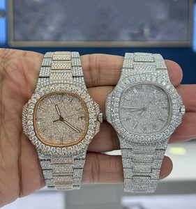 Montre Full Real Diamond Hip Hop Iced Out Automático Joyería Relojes Oro Marca de lujo Hombres Mecánico VVS Moissanite Reloj - Product Image 1