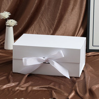 Cardboard Gift Paper Box Magnetic Close Packaging Luxury Large Folding Custom Paper Boxes for Clothes With Ribbon