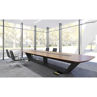 Grands Funiture - Table de conférence en bois haut de gamme, grande, moderne, rectangulaire, pour usage commercial, ensemble table et chaises pour 8 à 20 personnes