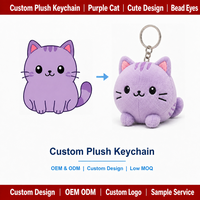 Porte-clés en peluche personnalisé, motif chat de dessin animé, porte-clés en peluche douce, breloque en peluche sur mesure OEM ODM pour sacs et cadeaux