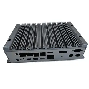 Caja de control industrial para microordenador, caja pequeña delgada de aleación de aluminio sin ventilador para placa base de 4 pulgadas