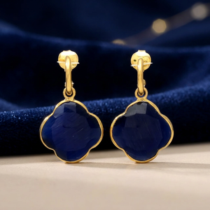 Boucles d'oreilles créoles en laiton faites à la main avec pierres précieuses, forme fleur, tendance, style bohème pour femme - Product Image 2