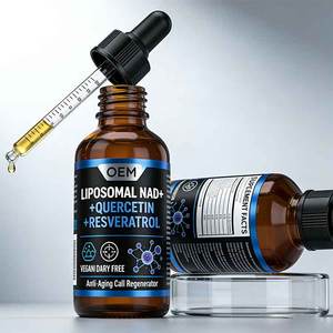 Suero Energético de Larga Duración, Triple Acción, NAD+ Resveratrol Quercetina, Líquido Liposomal Avanzado para la Salud Mitochondrial, Antioxidante - Product Image 1