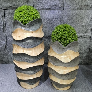 Grand <span class=keywords><strong>pot</strong></span> à fleurs en fibre de verre de style nordique, pour intérieur et extérieur, <span class=keywords><strong>pot</strong></span> ondulé moderne, jardinière en fibre de verre, décoration de jardin, pots pour plantes - Product Image 6