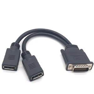 30cm DMS-<span class=keywords><strong>59</strong></span> <span class=keywords><strong>59</strong></span> broches vers Displayport mâle vers femelle Y Splitter câble vidéo adaptateur pour ordinateur hôte carte graphique double câble vidéo - Product Image 2