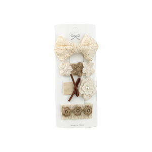 Nuevo <span class=keywords><strong>Set</strong></span> de 4 Horquillas para Bebé con Lazo y Encaje de Tela Estilo Coreano, Accesorios Lindos Florales Hechos a Mano para el Cabello - Product Image 6