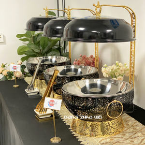 อุปกรณ์อุ่นอาหารบุฟเฟ่ต์สแตนเลสสีดำขนาด 8.0 ลิตร สำหรับงานจัดเลี้ยงโรงแรม งานแต่งงาน รุ่นใหม่ - Product Image 3