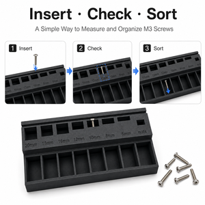 Clasificador de tornillos M3 impreso en 3D, bandeja clasificadora de longitud de tornillos con 7 ranuras de precisión y compartimento para tuercas. Nunca más mezcles tus tornillos M3. - Product Image 1