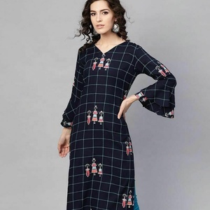 Kurti en soie pakistanaise longue et droite pour femmes et filles pour adultes - Product Image 1
