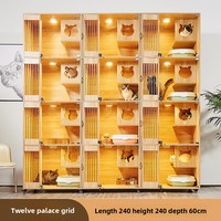 Cage pour chat en bois massif et acier inoxydable avec assemblage simple pour l'élevage et l'hébergement, personnalisable