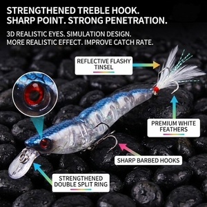 เหยื่อปลอมเหมือนจริงสำหรับ ABS น้ำหนัก 13.6 กรัม/ยาว 9.5 ซม. รูปทรงกุ้ง มีขนตกแต่ง ตะขอสำหรับตกปลาแบส ปลาเพิร์ช ใช้ได้ทั้งในทะเลสาบ แม่น้ำ <span class=keywords><strong>ลอย</strong></span>น้ำได้ทั้งบนผิวน้ำและกลางน้ำ - Product Image 3