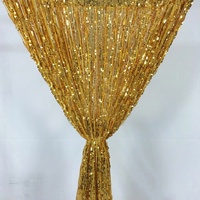 Rideaux de paillettes dorées de luxe, 9 mm, effet scintillant, toile de fond pour mariage, fête - Taille personnalisée