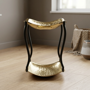 AK Brass Indoor Decorative Metal <b>Planter</b> Tray Two <b>Tier</b> For Small Bowls And <b>Planter</b> Tray For Decoration Golden And Black - Product Image 1
