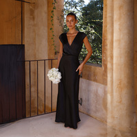 Formele Luxe Satijnen Effen V-halsjurk Vintage Romantische Elegante Feestjurk Dameskleding Avondjurken voor Dames