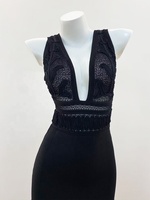 AIMEISI en stock – Robe longue décontractée et tendance sans manches, dos nu, col en V profond, en dentelle tricotée pour femme