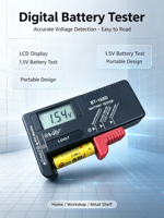 Probador de Baterías Digital YUMO BT-168D con Pantalla LCD, Verificador Universal de Voltaje para Baterías AA, AAA, C, D, 9V, 1.5V y de Botón