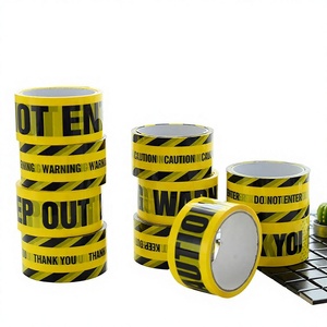 Ruban adhésif BOPP jaune personnalisé, imprimé, imperméable, avec avertissement de prudence - Ruban de signalisation de sécurité industrielle simple face, texte noir - Product Image 1