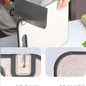 Planche à découper en plastique double face antibactérienne, planche à découper en acier inoxydable avec aiguiseur - Product Image 6