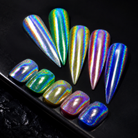 Poudre Chrome Holographique Laser Super Brillante Effet Miroir Métallique Arc-en-ciel Pigment Poudre Chrome